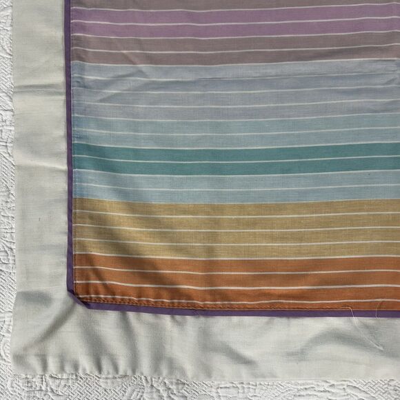 VTG JP Stevens Pillow Sham Pastel Stripe White Edge 80s Cotton 31"x26" Retro '82 - Picture 3 of 16